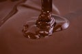 Melted chocolate swirl background. Liquid chocolate close-up Royalty Free Stock Photo