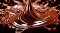 Melted chocolate swirl drop splash background, close up shot. Generative AI Royalty Free Stock Photo