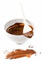 Melted dark chocolate dripping from the spoon Royalty Free Stock Photo