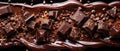 Melted dark chocolate swirl background, top view Royalty Free Stock Photo