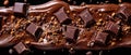 Melted dark chocolate swirl background, top view Royalty Free Stock Photo