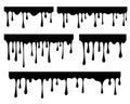 Melted drips and liquid paint drops. Current chocolate, ink, honey or syrup. Oil and cream blobs. Vector seamless border Royalty Free Stock Photo