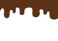 Melted flowing chocolate drips with transparency - seamless horizontal border illustration.