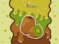 Melted flowing Kiwi fruit consisting of dark tasty sweet liquid. Abstract background. Vector illustration