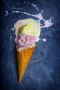 Melted ice cream lying on the ground Royalty Free Stock Photo