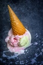 Melted ice cream lying on the ground Royalty Free Stock Photo