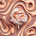 Melted Ice Cream Texture, Smooth Icecream Background, Silky Flowing Yogurt Mockup, Abstract Generative AI Illustration