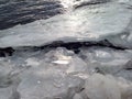 melted ice on the river in winter Royalty Free Stock Photo