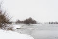 Melted ice on the spring river, winter landscape Royalty Free Stock Photo
