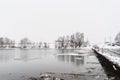 Melted ice on the spring river, winter landscape Royalty Free Stock Photo