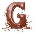 Melted letter G made with milk chocolate splashed isolated on white. Generative AI realistic illustration Royalty Free Stock Photo