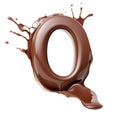 Melted letter Q made with milk chocolate splashed isolated on white, generative AI illustration Royalty Free Stock Photo