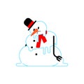 Melted snowman isolated. Winter is ending. End of Christmas. vector illustration Royalty Free Stock Photo