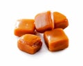 Melted toffee caramel candy close-up isolated on white Royalty Free Stock Photo