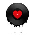Melted vinyl record with heart Royalty Free Stock Photo