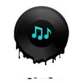 Melted vinyl record with musical notes Royalty Free Stock Photo