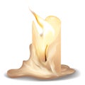 Melted wax of burned candle. Hot realistic shape
