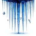Melting blue icicles dripping water against a white background Royalty Free Stock Photo