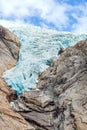 Melting Briksdal glacier in Norway, close up