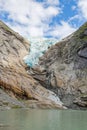 Melting Briksdal glacier in Norway, close up