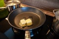Melting butter in a pan Royalty Free Stock Photo