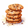 Melting Chocolate Chip Cookies Watercolor Clipart With Detailed Character Illustrations
