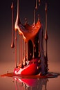 Melting chocolate Dripping, oozing, splashing. Ai generative