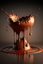 Melting chocolate Dripping, oozing, splashing. Ai generative