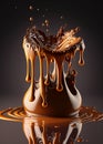 Melting chocolate Dripping, oozing, splashing. Ai generative