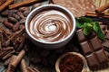 Melting chocolate or melted chocolate with a chocolate swirl. M Royalty Free Stock Photo