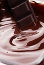 Melting chocolate, melted delicious chocolate for handmade praline icing confectionery Royalty Free Stock Photo