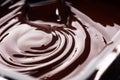 Melting chocolate, melted delicious chocolate for handmade praline icing confectionery Royalty Free Stock Photo