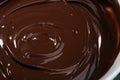 Melting chocolate, melted delicious chocolate for praline icing Royalty Free Stock Photo