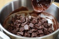 Melting chocolate pieces in a bowl Royalty Free Stock Photo