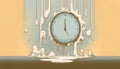 Melting Clock in a Surreal Illustration
