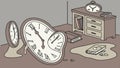 Melting clocks surreal, time distortion and abstract clock design. vector design Generative AI
