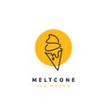 Melting cone ice cream logo modern sophisticated ice cream shop logo in simple style monoline icon Royalty Free Stock Photo