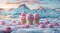 Melting Delight: A World of Ice Cream and Climate Change Concept Royalty Free Stock Photo