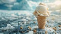 Melting Delight: A World of Ice Cream and Climate Change Concept Royalty Free Stock Photo