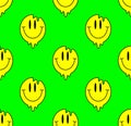 Melting or dripping smiles seamless pattern. Vector seamless background