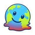 Melting Earth global warming cartoon Royalty Free Stock Photo