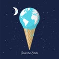 Melting earth icecream cone for global warming Royalty Free Stock Photo