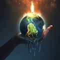 Melting earth in palm of hand Royalty Free Stock Photo