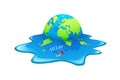 Melting Earth people help in the sea. Concept global warming Royalty Free Stock Photo