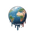 Melting Earth Pixel Art: Global Warming Concept Royalty Free Stock Photo