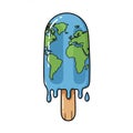 Melting Earth Popsicle: A Pixel Art Illustration Royalty Free Stock Photo