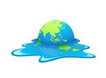 Melting Earth Vector. Concept global warming, green and blue world Royalty Free Stock Photo