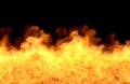 Melting fire on black background, fire from picture bottom - fire 3D illustration