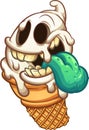 Melting ghost ice cream cone character