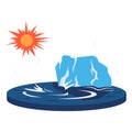 Melting glacier cartoon vector illustration